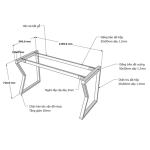 Pieds de table en acier MConcept 1400x600mm, design industriel minimaliste, type d'assemblage HCMC003 pour mobilier d'hôpital et de salle à manger - Product Image 2