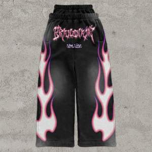 กางเกงขาบานขาตรงกางเกงขาบานสีจางลงพิมพ์ลายสกรีนลาย - Product Image 2