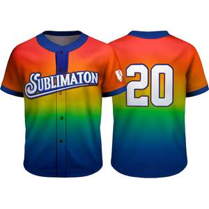 Vente en gros OEM Maillot de baseball d'été de haute qualité pour hommes, transfert de chaleur personnalisé imprimé Logo décontracté bouton uniforme respirant - Product Image 2