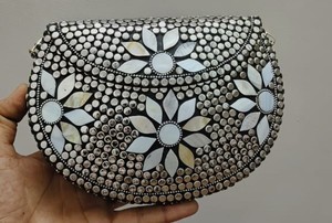 Bolso de mano de mosaico de Metal de diseño hecho a mano, bolso de mano de moda de playa con cierre de solapa, duradero tradicional - Product Image 4