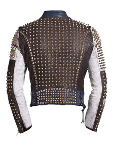 Chaqueta tachonada de estilo punk negro para hombre a la moda, chaqueta de cuero para motociclista con tachuelas personalizadas - Product Image 2