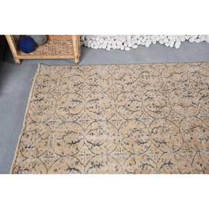 พรมตุรกี ขนาด 4.3x7.9 ฟุต พรมวินเทจ พรมขนสัตว์ลายสัตว์สีเบจ - Product Image 5