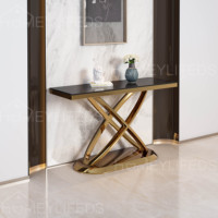 Table console extensible en métal au design moderne pour la maison, la cuisine et l'extérieur Caractéristiques de la table basse de l'entrée du salon et du rangement