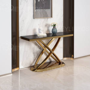 <span class=keywords><strong>Table</strong></span> <span class=keywords><strong>console</strong></span> <span class=keywords><strong>extensible</strong></span> en métal au design moderne pour la maison, la cuisine et l'extérieur Caractéristiques de la <span class=keywords><strong>table</strong></span> basse de l'entrée du salon et du rangement - Product Image 6