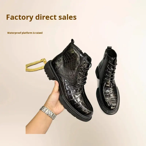 Botas de Cuero para <span class=keywords><strong>Hombre</strong></span> 100% Piel de Cocodrilo Importada, Botas Cortas de Cuero Genuino, Botas Modernas Estilo <span class=keywords><strong>Martens</strong></span> para <span class=keywords><strong>Hombre</strong></span> - Product Image 6