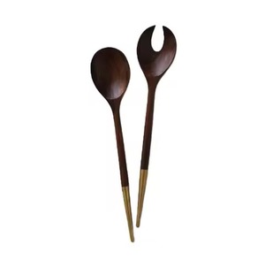 Ensemble de serveurs à salade de style vintage, ensembles en acier inoxydable avec manche en acrylique, cuillère et fourchette, ensembles de 2 pièces, ustensiles de cuisine - Product Image 3