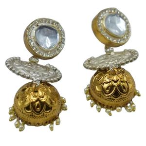 Venta caliente de alta calidad Material de latón antiguo estilo de perno nuevo diseño de moda Jhumka pendiente joyería de moda para mujeres y niñas - Product Image 1