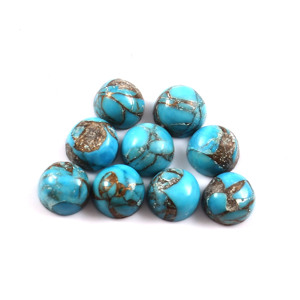 7X7MM AAA naturel bleu cuivre Turquoise rond dos plat Cabochon calibré à la main en vrac pierres précieuses fabrication de bijoux en gros Lot - Product Image 1