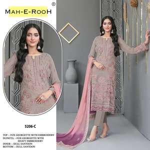 Salwar Kameez pakistanais de haute qualité en georgette avec broderie de sequins et travail de khatli, prêt à porter - Product Image 3