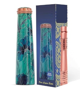Bouteilles en cuivre avec couvercle élégantes, durables et favorisent une meilleure digestion et des bouteilles en cuivre 99.99% imprimées de désintoxication - Product Image 3
