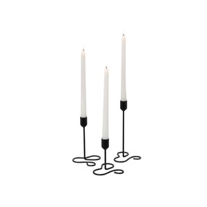 Juego de 3 Portavelas Cónicos de Metal Negro, Modernos Portavelas de Hierro en Forma de S, Decoración del Hogar, Centro de Mesa para Comedor - Product Image 1