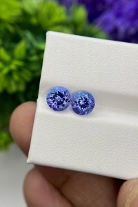 Tanzanite bicolore naturelle et pierre précieuse Zoisite Paire de loupe de forme ronde Loupe bleue propre pour la fabrication de bijoux Pierres précieuses en vrac - Product Image 5