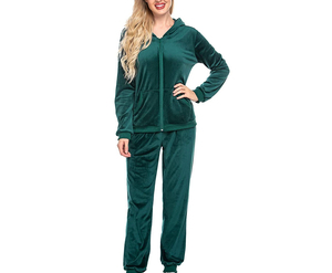 Conjuntos de chándal de terciopelo de talla grande para mujer de dos piezas lisas de gran calidad, ropa de entrenamiento personalizada, chándal para mujer 2026 - Product Image 3