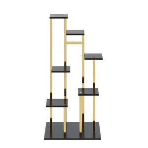 7 Tiered Modern Ladder Metal Plant Pot Stand With Wood Top & Bottom Stylish Enough To Accentuate Your Current Decor Beautifully