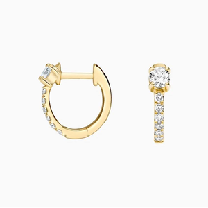 Boucles d'oreilles créoles en or jaune 14 carats avec diamants de laboratoire ronds pour femmes, clarté VS1, couleur F, certifiées luxe - Product Image 3