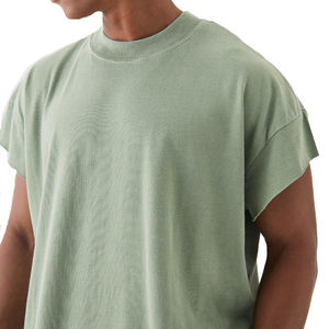 เสื้อยืดผ้าฝ้าย100% สำหรับผู้ชายเสื้อครอปไซส์ใหญ่พิเศษซักด้วยกรดสำหรับ2025เสื้อครอปแขนสั้นมีโลโก้ออกแบบได้ตามต้องการ - Product Image 4