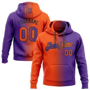 Sudadera con capucha personalizada cosida púrpura naranja-negro degradado moda deportes pulóver - Product Image 1