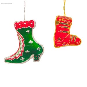 Adornados y delicados adornos navideños suministros bordados ciervo árbol decoración colgantes adornos de exportador indio - Product Image 4