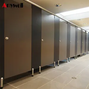 Amywell New Design 2D Printing Fireproof Compact Laminate Phenolic Hpl Cubicle Toilet Partitions