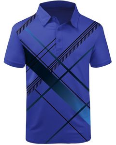 Menufecrure Customized Men <b>Royal</b> <b>Blue</b> Polo <b>Shirt</b> Short Sleeve Geometric Printed Polyester Cotton Pique Casual Sports Golf Wear - Product Image 1