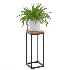 Soporte Moderno para <span class=keywords><strong>Plantas</strong></span> Altas, Estante Cuadrado de Metal y Madera para Macetas, para Interiores y Exteriores, para Sala de Estar, Balcón, Jardín, Mueble de Exhibición para el Hogar - Product Image 1