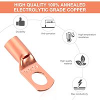Kit de bornes de câblage en cuivre pour batterie, 250V, AWG12-6, avec connecteurs à œillet en cuivre nu étamé thermorétractables
