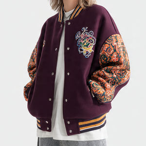 Drop Shoulder Varsity Coat Women Oversized Winter Varsity Jacket Tops Outdoor Baggy Embroidery <b>Wool</b> Varsity Jacket Women's - Product Image 2