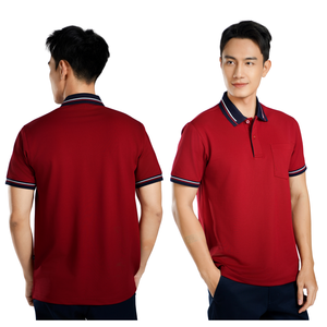 เสื้อโปโลเนื้อผ้ายืดได้สำหรับผู้ชายเสื้อยูนิฟอร์มเสื้อยืดมีโครงสร้างคอเสื้อ - Product Image 1