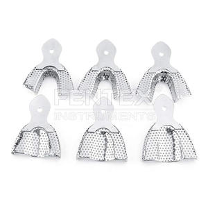 Bandejas dentales-6 piezas de acero inoxidable Dental Autoclavable Bandeja de impresión superior e inferior para herramientas de soporte de dientes en forma de U fundido - Product Image 4