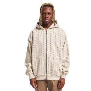 Full Zip Hoodie Streetwear Wavy <b>Line</b> Pattern Hooded <b>Jacket</b> with Pockets Casual Oversized Sweatshirt for Fall Winter Fashion - Product Image 1