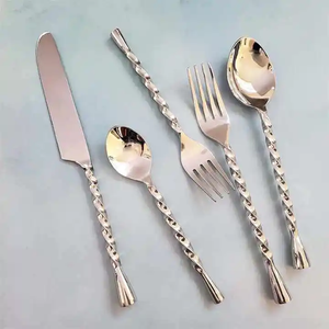 Juego de cubiertos de acero inoxidable 304 de suministro a granel, juego de vajilla, diseño Popular, artesanías de acero espejado, artículos de Metal y plata - Product Image 5