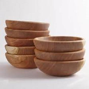 Tazón de Madera Pulida Ecológico para Servir con Tenedor y Cuchara para Uso Doméstico, Diseño Personalizado, Forma Redonda - Product Image 1