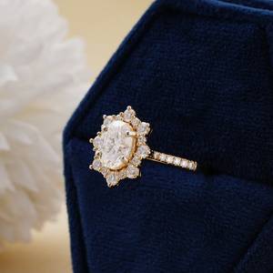 แหวนเพชรโมอิสอัญมณีทรงรีแหวนโซลิแทร์ทรงรีแหวนหมั้นโรสโกลด์แฮนด์เมดของขวัญสุดหรูสำหรับเธอ - Product Image 6