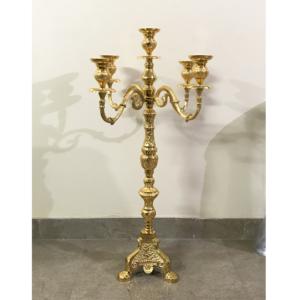 5 Arm Aluminium <b>Candelabra</b> with Glass Votive Gold Color Metal Candle Stand for Home and Wedding Decoration Tabletop <b>Candelabra</b> - Product Image 3