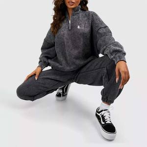 Vintage Acid Wash All 2 en 1 Heavyweight Winter Sweat à capuche zippé pour femme 100% coton - Product Image 1