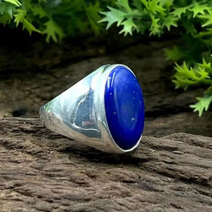 Anillo de Plata de Ley 925 con piedras preciosas de lapislázuli chapadas en rodio, joyería hecha a mano, ajuste de bisel, anillo de moda para unisex. - Product Image 5