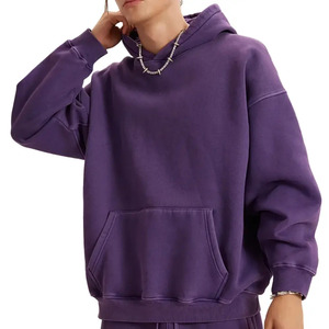 Prix de gros 400Gsm 500Gsm French Terry Loose Fit Hommes No String sweat à capuche personnalisé Épaule tombante Solide Pull-over - Product Image 2