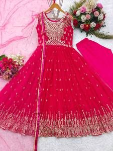 Dernier Designer Pure Faux Georgette Broderie Travail Anarkali Robe Par Fab Zone - Product Image 4