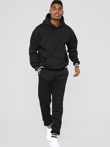 Ensemble pantalons de survêtement et sweat à capuche en coton éponge épais personnalisé Survêtements unis et lourds pour hommes - Product Image 4