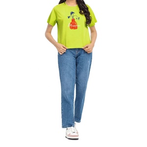 เสื้อยืดผู้หญิงผ้าฝ้าย100% ธรรมดาเสื้อครอปพิมพ์ลายระบายอากาศได้ดีเสื้อยืดสตรีทแฟชั่นสำหรับสวมใส่ในชีวิตประจำวัน - Product Image 2