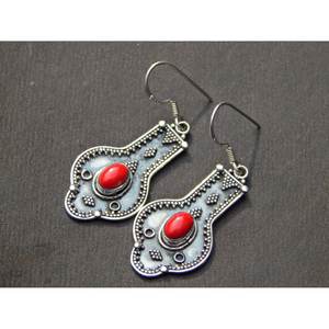 Pendiente de Coral de Plata de Ley 925 con piedras preciosas, joyería de cristal fino hecha a mano, artículo de regalo para niñas y mujeres - Product Image 2