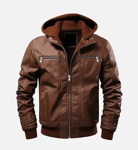 Veste en cuir à capuche de qualité supérieure pour hommes, conçue à la mode, nouvelle arrivée, veste en cuir PU, vêtements pour hommes de haute qualité - Product Image 1