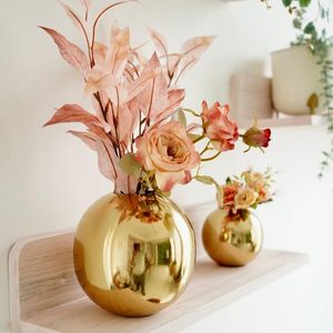 Metal Ball Round Flower <b>Vase</b> for <b>Gold</b> Finished Table Decorative <b>Vase</b> for Bedroom Living Room Office Wedding - Product Image 2