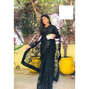 2022 vente chaude indien/pakistanais brodé séquence travail Saree fête porter en soie - Product Image 2