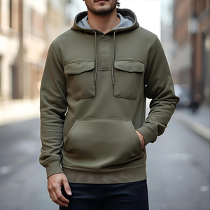 Sudadera con capucha multibolsillo del fabricante, Jersey polar de algodón con logotipo personalizado y opciones OEM/ODM - Product Image 1