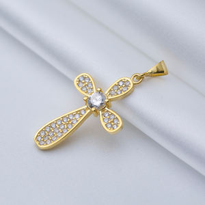 <b>Cross</b> Design Charm Pendant 925 Sterling <b>Silver</b> with Gold Plating Trendy Christian Religious Jewelry - Product Image 4