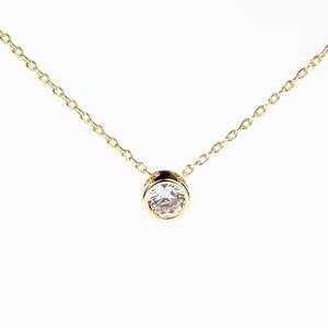 Collier pendentif Jeulia tendance en zircon taille ronde en argent sterling plaqué or rose - Product Image 1