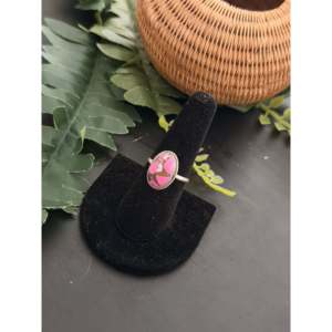 Bague artisanale en argent sterling avec dahlia en coton et opale, style Navajo, taille 8 - Bague en pierres précieuses pour usage quotidien - Product Image 3