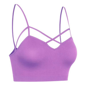 เสื้อชั้นในกีฬาผู้หญิงสีม่วงลาเวนเดอร์ ดีไซน์สายรัดสวยงาม เนื้อผ้านุ่มไร้ตะเข็บ รองรับน้ำหนักเบา เหมาะสำหรับโยคะ ฟิตเนส พิลาทิส และสวมใส่สบายทุกวัน - Product Image 6