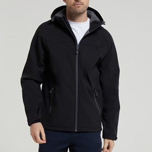 Logo personnalisé Veste softshell coupe-vent à capuche avec fermeture éclair Vestes d'extérieur légères et respirantes pour hommes - Product Image 1